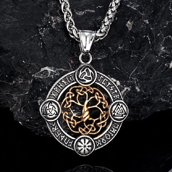 Yggdrasil Necklace - Tree of Life in Viking and Runic Symbols