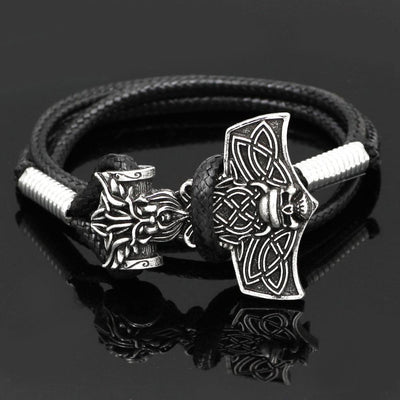 Viking Leather Bracelet With Mjolnir