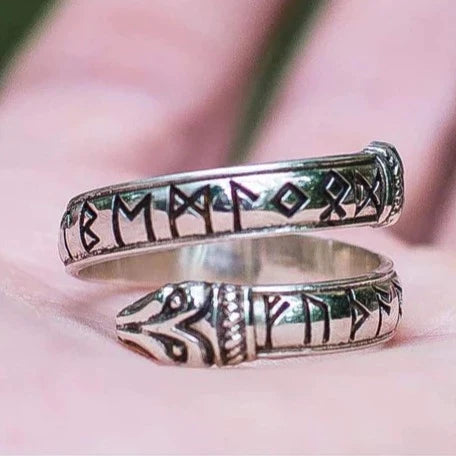 Sterling Silver Jörmungandr Viking Ring