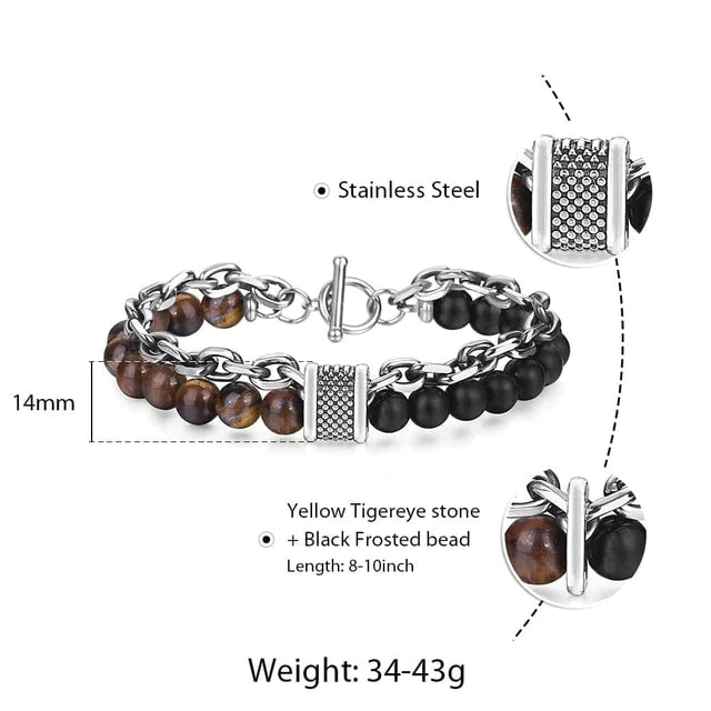 Double-layer Beaded Stone Viking Bracelet