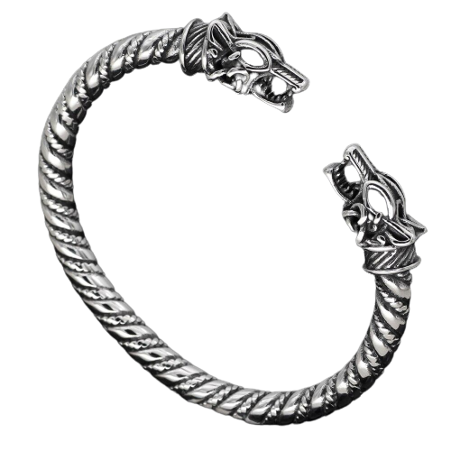 Wolf Head Twisted  Viking  Arm Ring