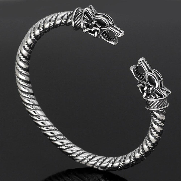 Wolf Head Twisted  Viking  Arm Ring