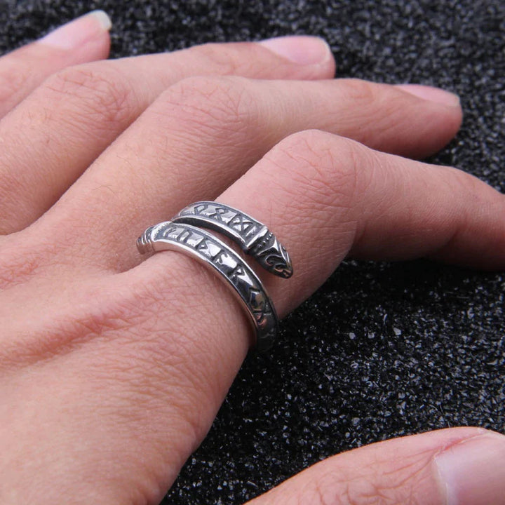 Sterling Silver Jörmungandr Viking Ring