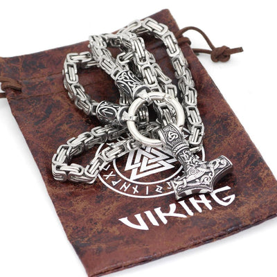 King Chain Featuring Tiwaz Rune With Mjolnir Pendant
