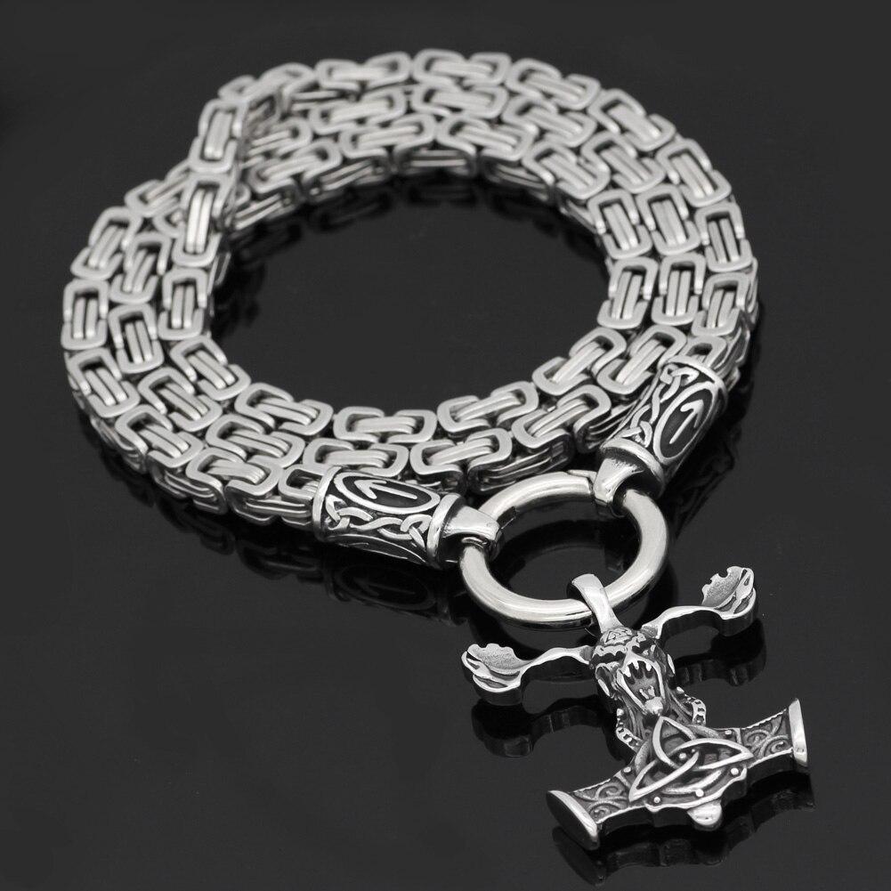 Silver Chain Runes King Chain Featuring Runes With Sleipnir Pendant – Valhalla Vikings