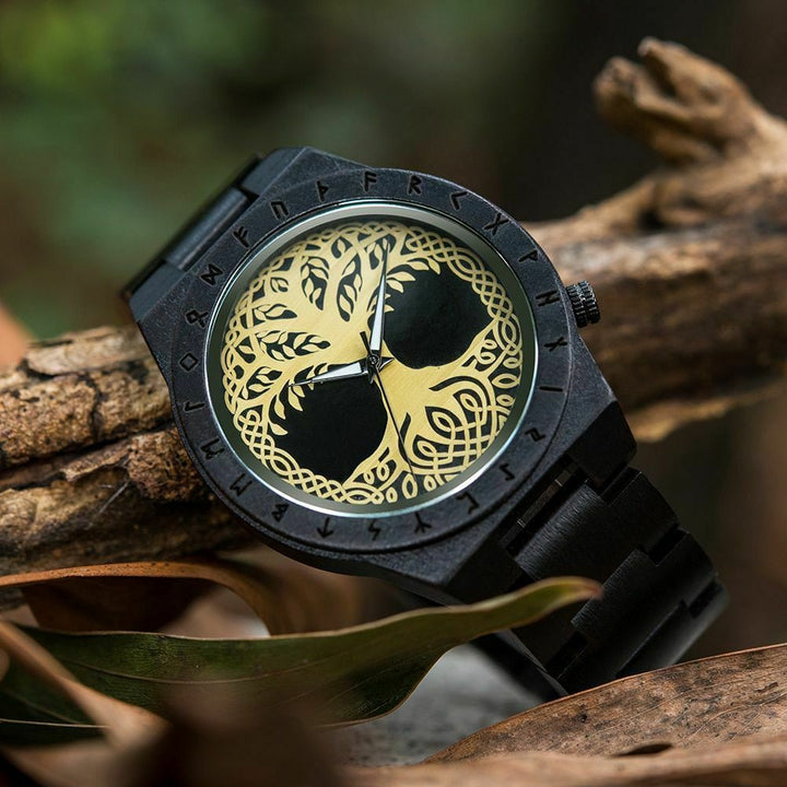 WOODEN VIKING WATCH FEATURING YGGDRASIL TREE OF LIFE