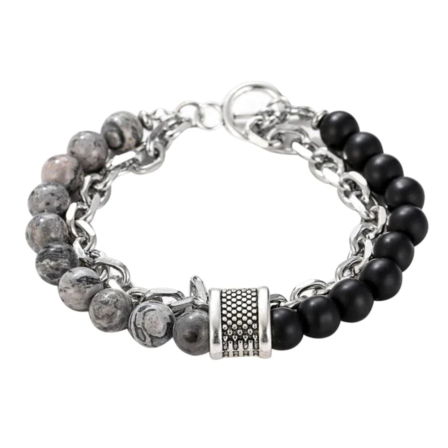 Double-layer Beaded Stone Viking Bracelet