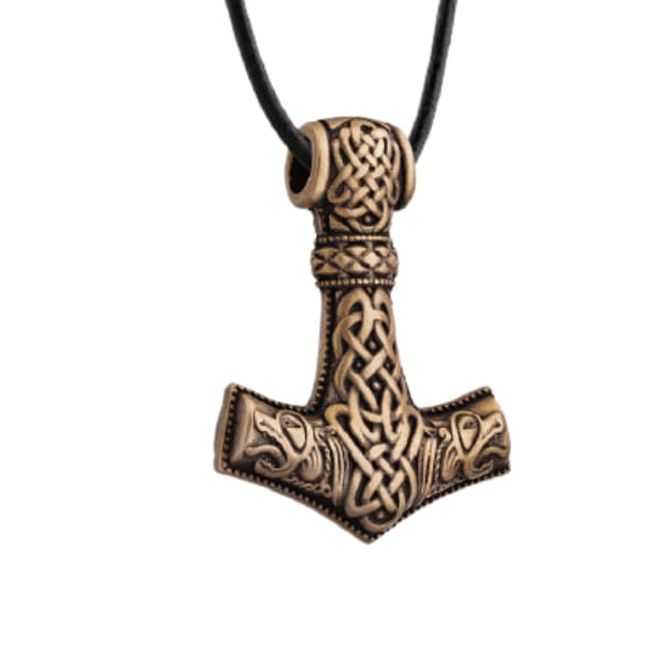 Thor Hammer Necklace - Bronze Dragon Knot