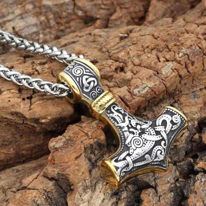 Thor Hammer Necklace - Gold Finish