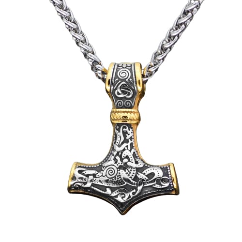 Thor Hammer Necklace - Gold Finish