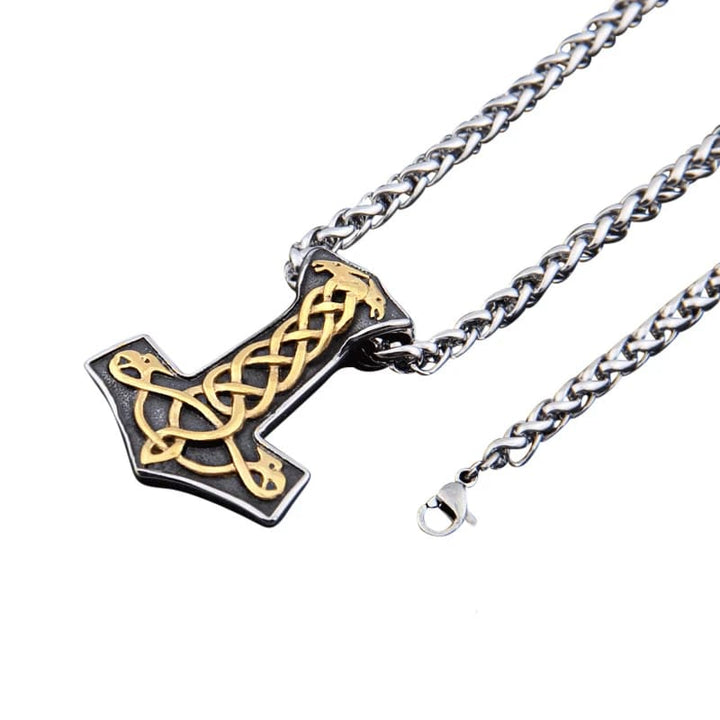 Thor Hammer Necklace - Golden Ravens