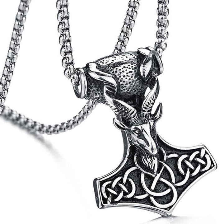 Thor Hammer Necklace - Ram Head