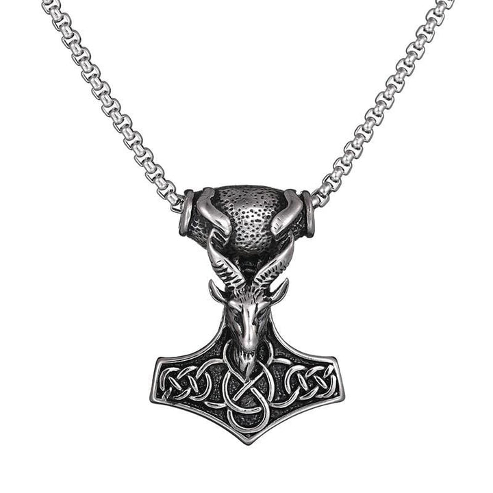 Thor Hammer Necklace - Ram Head