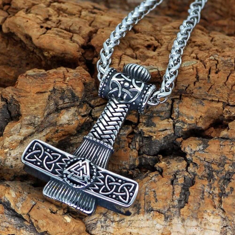 Thor Hammer Necklace - Valknut Knot