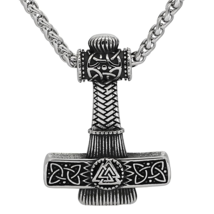 Thor Hammer Necklace - Valknut Knot