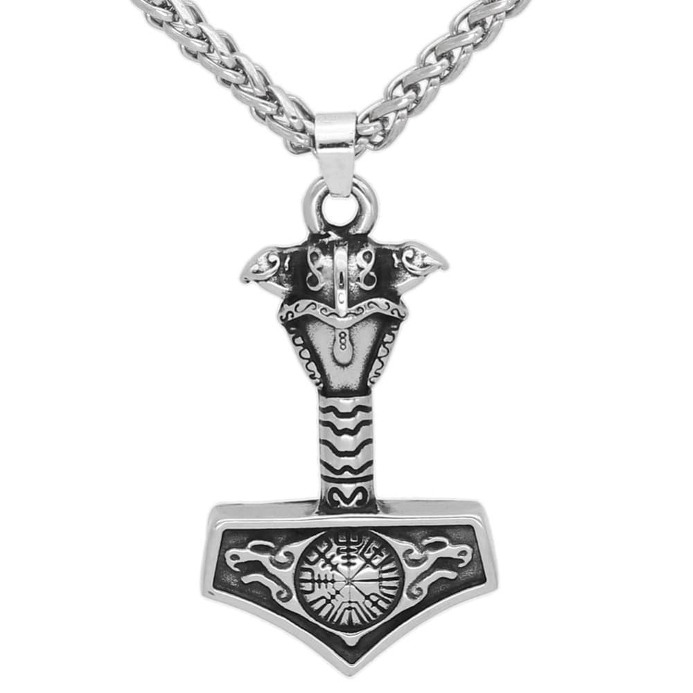 Thor Hammer Necklace - Vegvisir Ravens