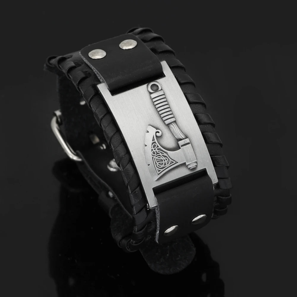 Viking Axe Leather Bracelet