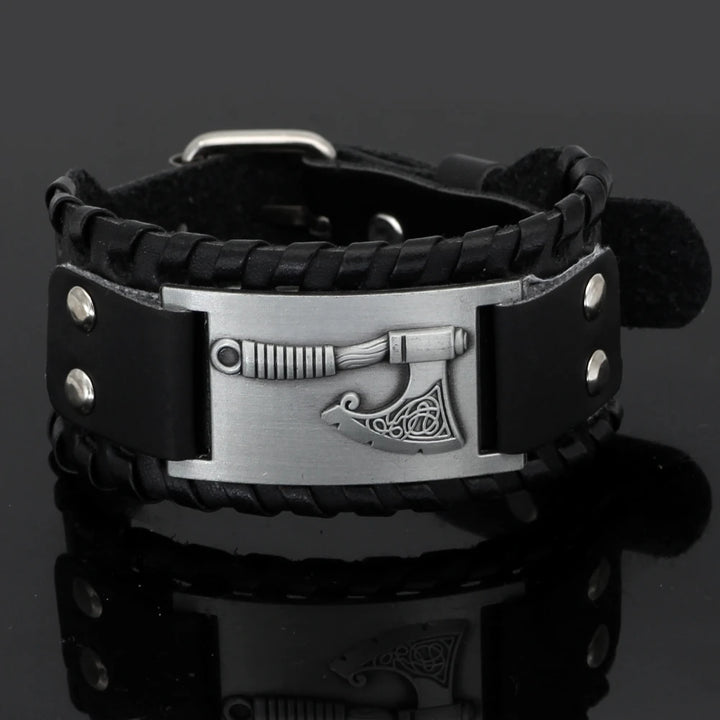 Viking Axe Leather Bracelet