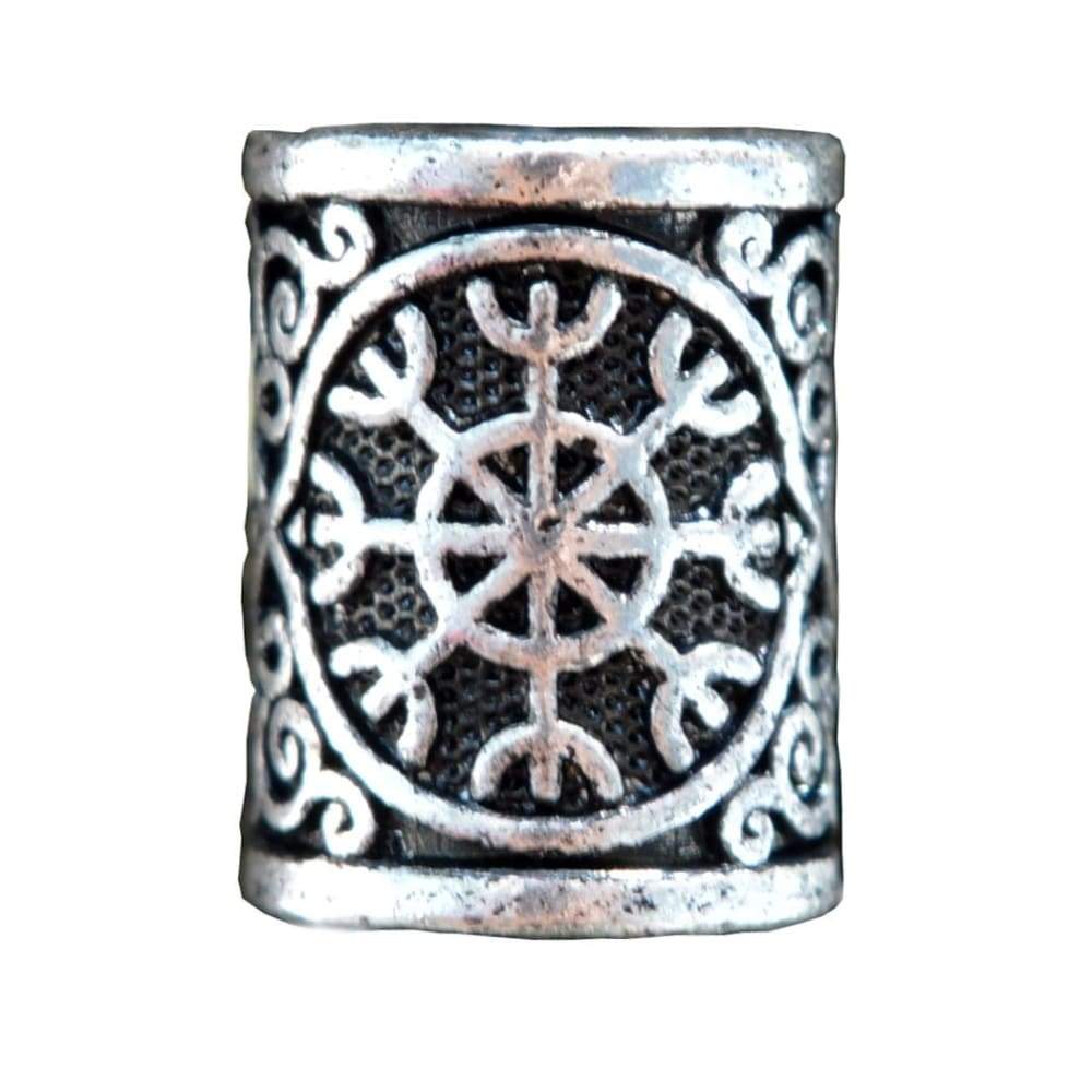 Viking Beard Bead With Aegishjalmur Symbol