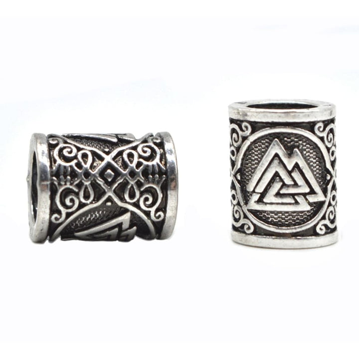 Viking Beard Bead With Valknut Symbol - 3Pcs