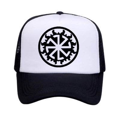 Viking Cap With Norse Wheel Symbol