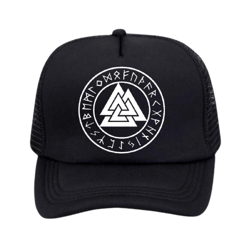 Viking Cap With Valknut And  Runic Symbols