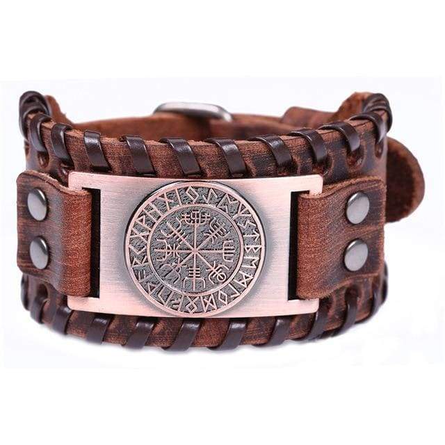 Viking Leather Bracelet - Vegvisir Compass