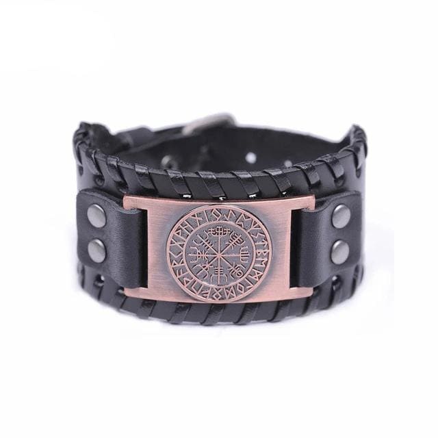 Viking Leather Bracelet - Vegvisir Compass