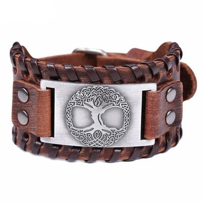 Viking Leather Bracelet - Yggdrasil Tree