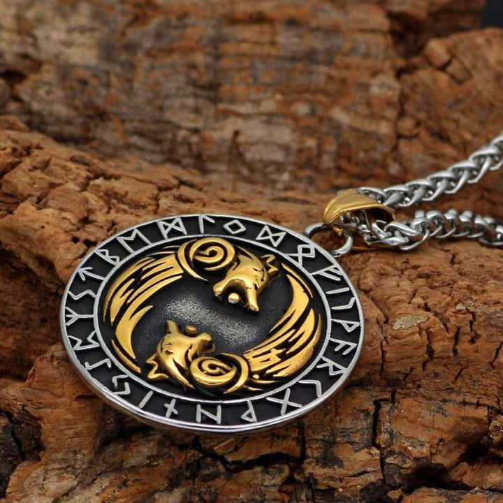 Viking Necklace - Geri & Freki Wolves