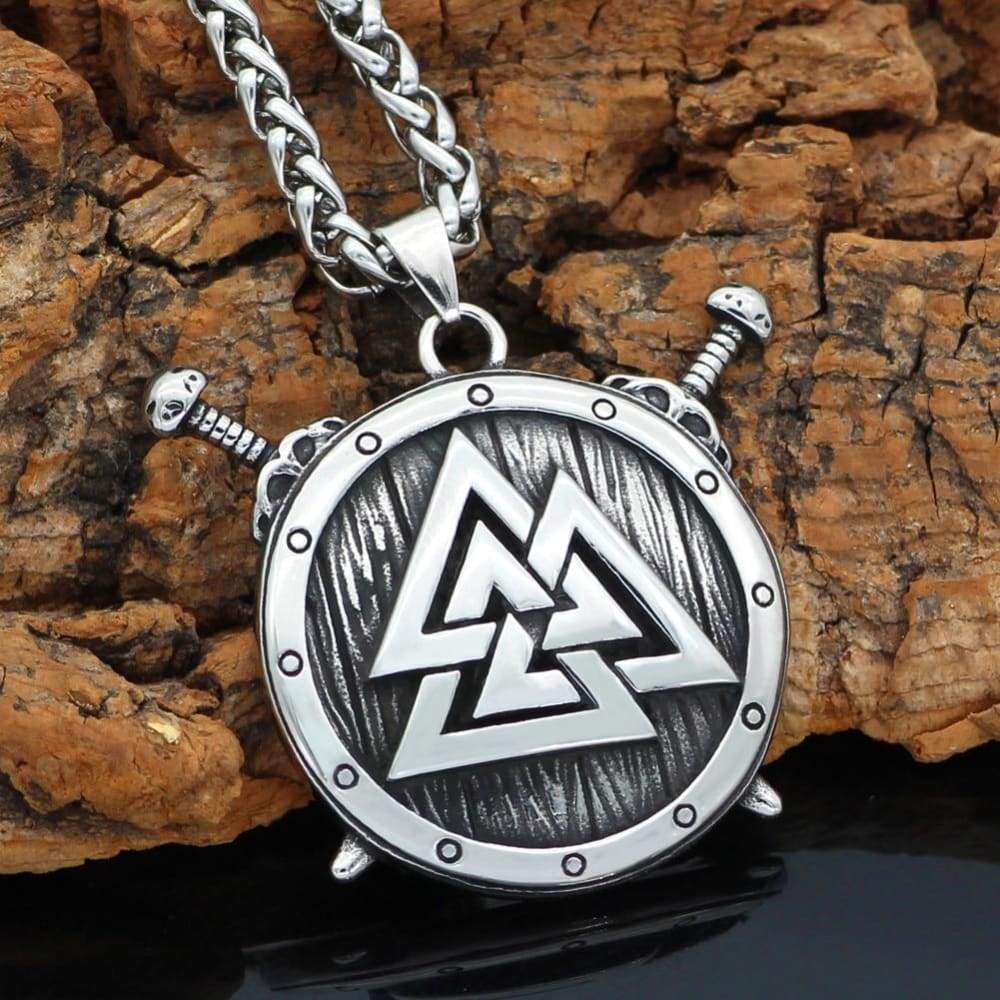 Viking Necklace - Valknut Shield