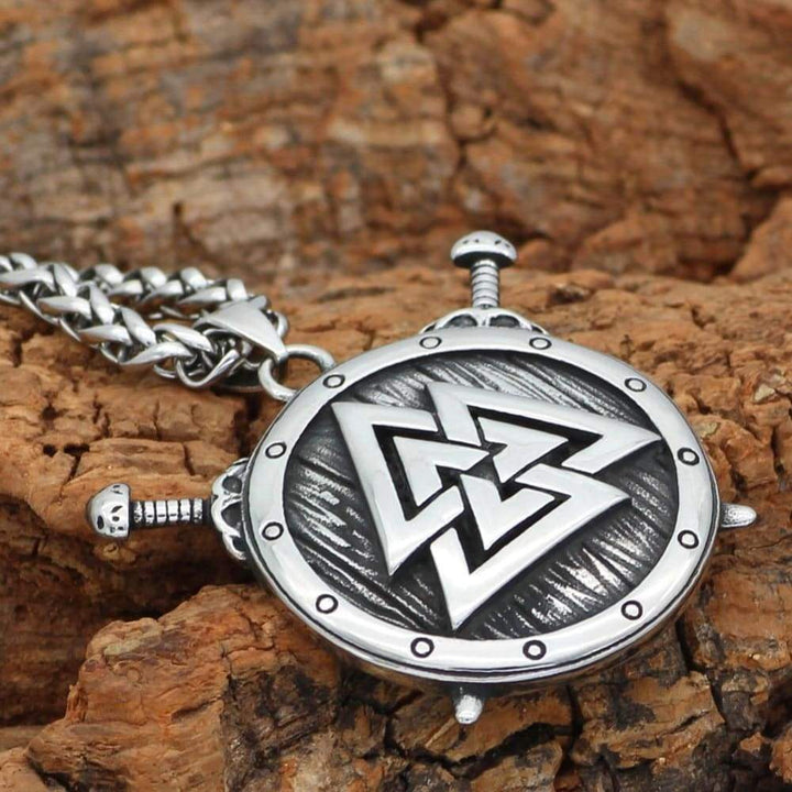 Viking Necklace - Valknut Shield