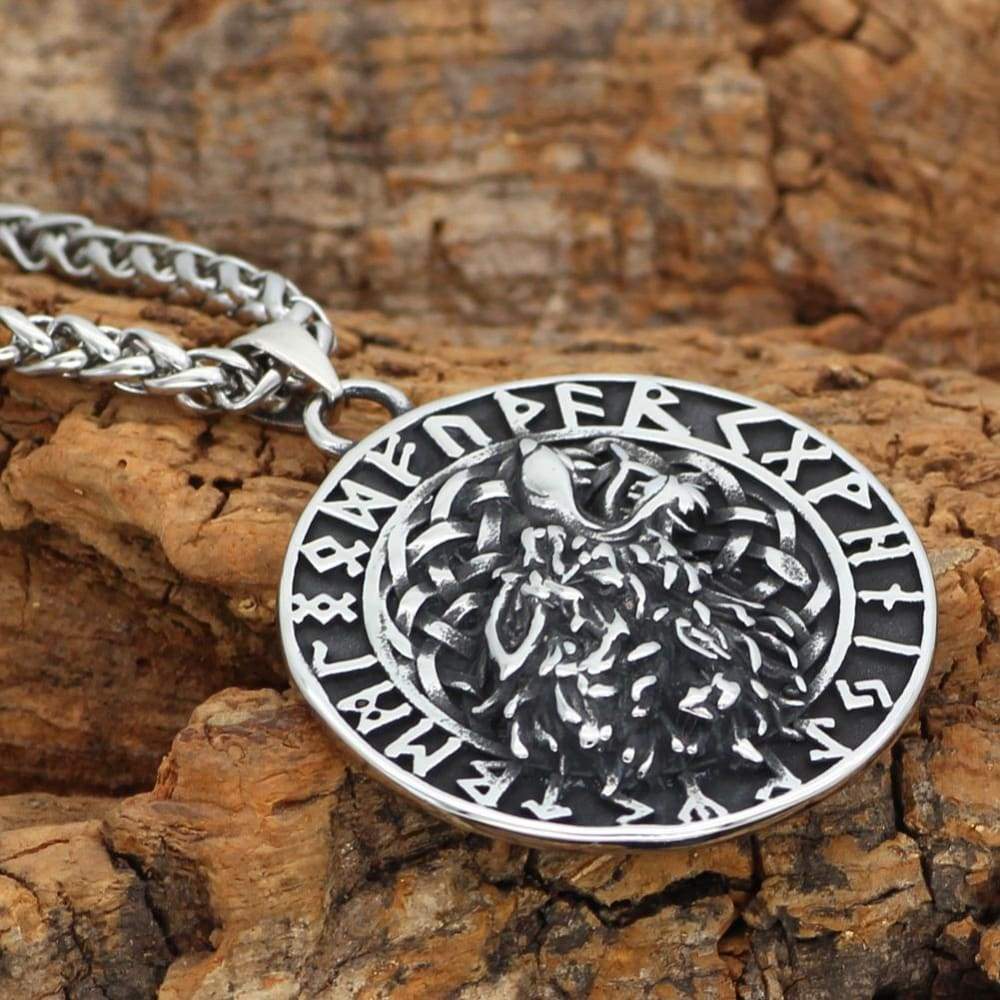 Viking Necklace - Wolf Norse Runes