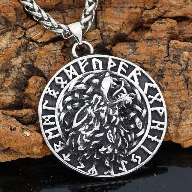Viking Necklace - Wolf Norse Runes