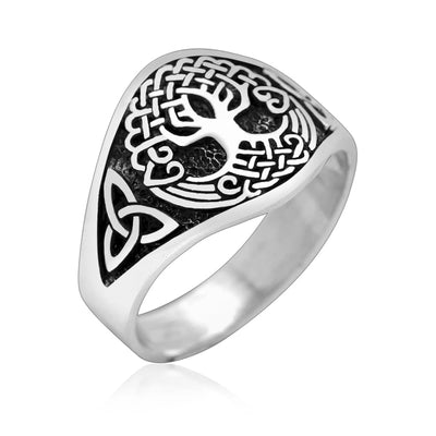 Viking Ring - Silver Yggdrasil Tree Knotwork