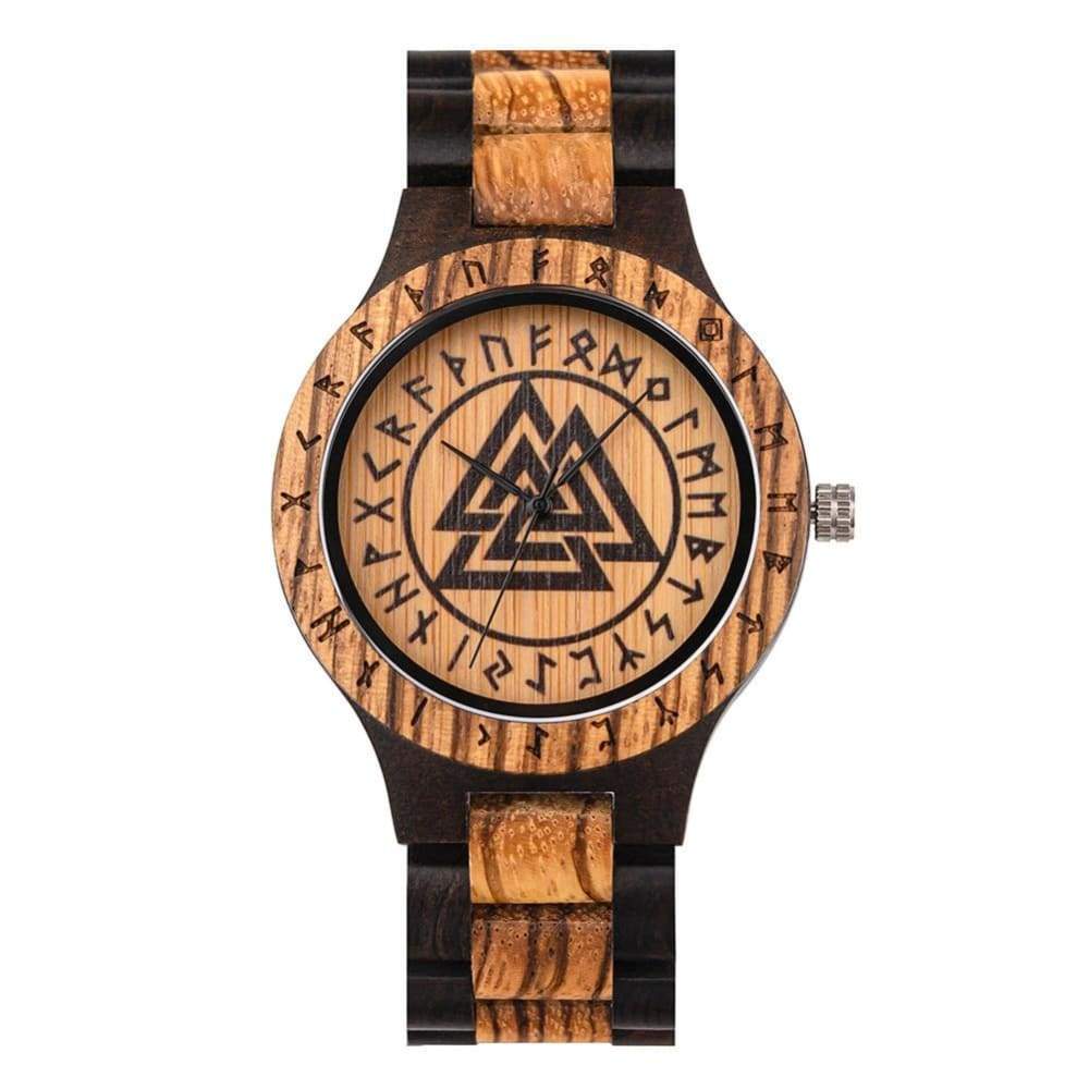 WOODEN WATCH WITH VALKNUT SYMBOL