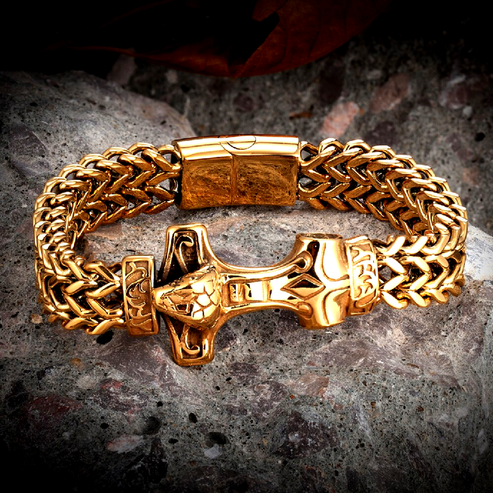 Viking Bracelet - Golden Mjölnir