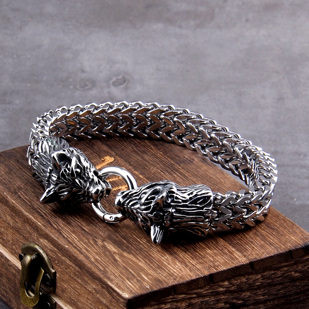 Viking Bracelet - Skoll and Hati Wolves