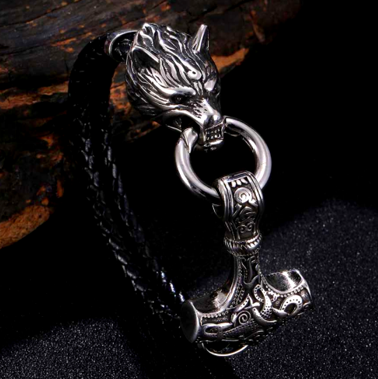 Viking Bracelet - Mjölnir Wolf