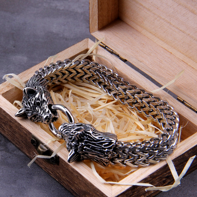 Viking Bracelet - Skoll and Hati Wolves