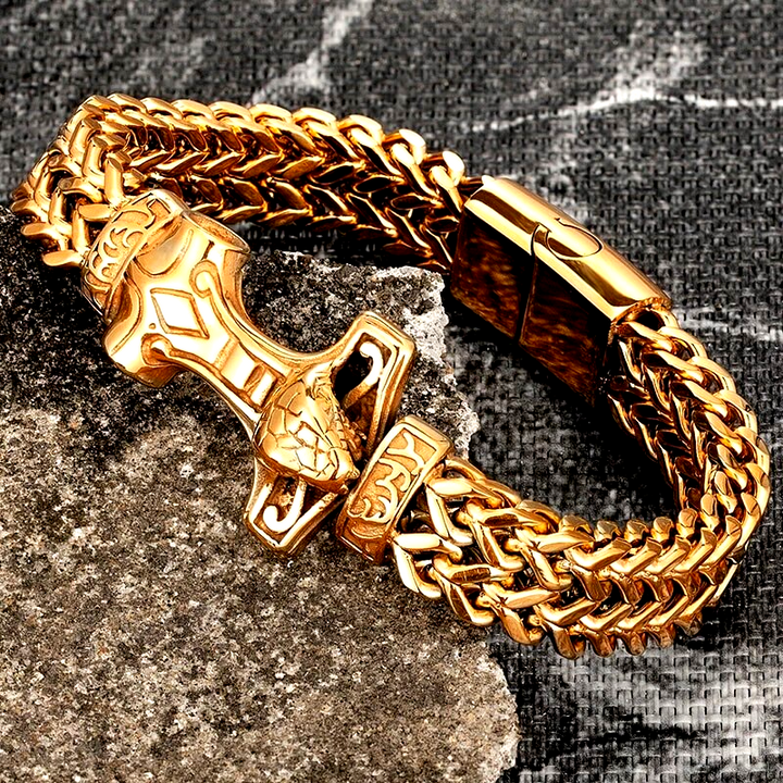 Viking Bracelet - Golden Mjölnir