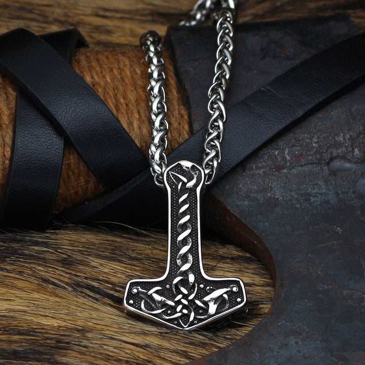 Thors Hammer Necklace - Knotted Symbols