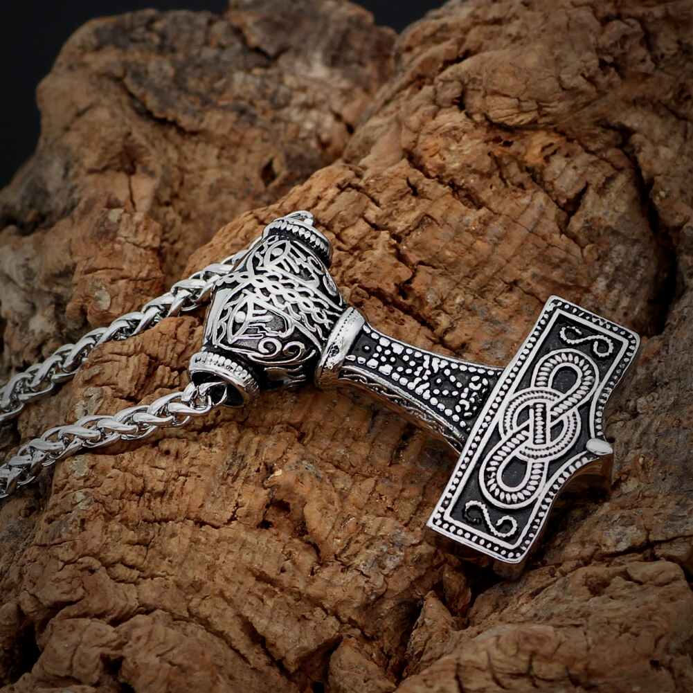 Thors Hammer Necklace Mjolnir Knot Valhalla Vikings