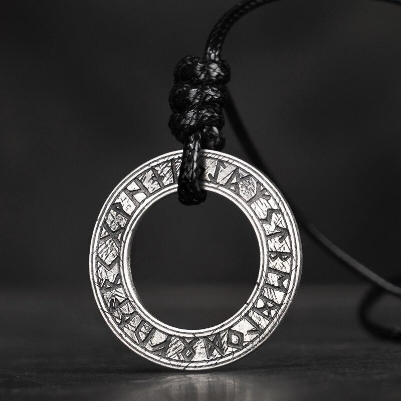 FUTHARK RUNE CIRCLE STERLING SILVER VIKING NECKLACE