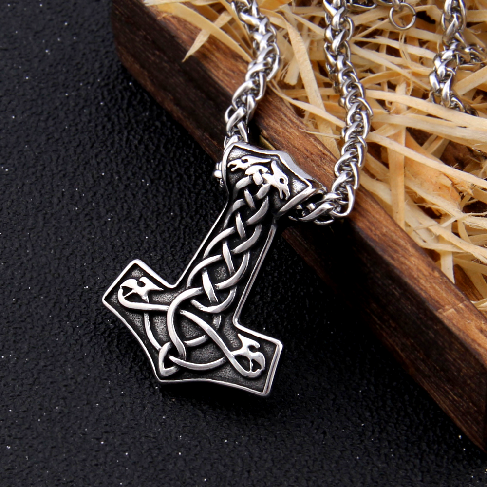 Thors Hammer Necklace - Knotted Ravens