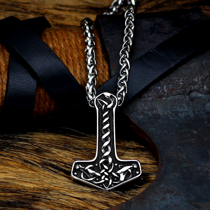 Thors Hammer Necklace - Celtic Pattern