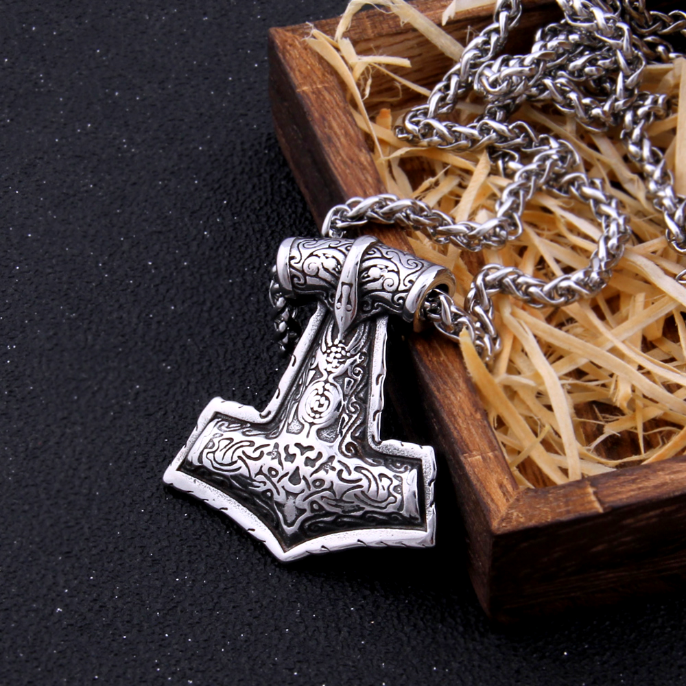 Silver thor's hot sale hammer necklace