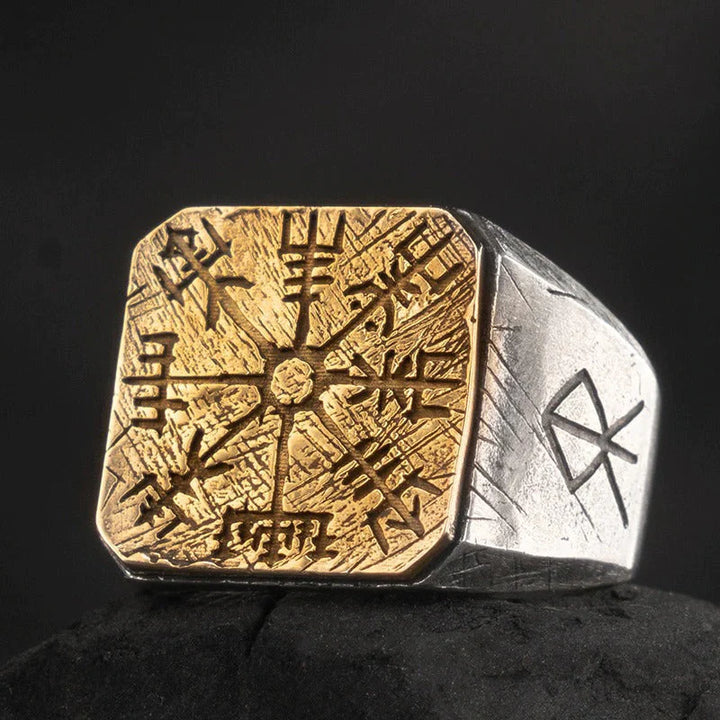 Vegvisir Viking Signet Ring - Sterling Silver